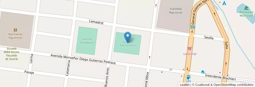 Mapa de ubicacion de Cancha San Lorenzo en Argentina, Salta, Cafayate, Municipio De Cafayate.