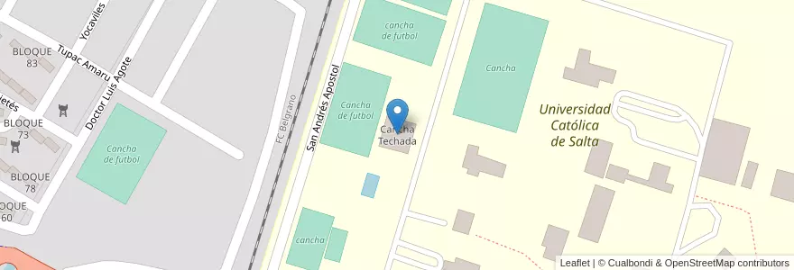 Mapa de ubicacion de Cancha Techada en アルゼンチン, サルタ州, Capital, Municipio De Salta, Salta.