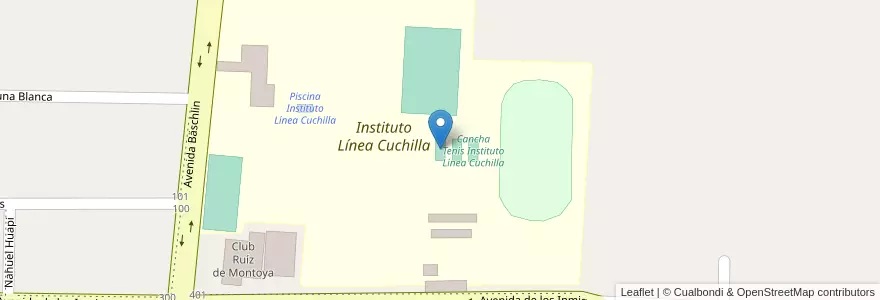 Mapa de ubicacion de Cancha Tenis Instituto Línea Cuchilla en アルゼンチン, ミシオネス州, Departamento Libertador General San Martín, Municipio De Ruiz De Montoya.