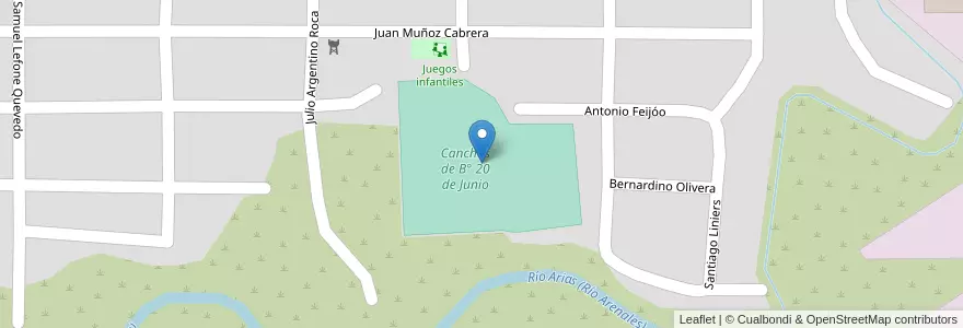 Mapa de ubicacion de Canchas de B° 20 de Junio en 아르헨티나, Salta, Capital, Municipio De Salta, Salta.
