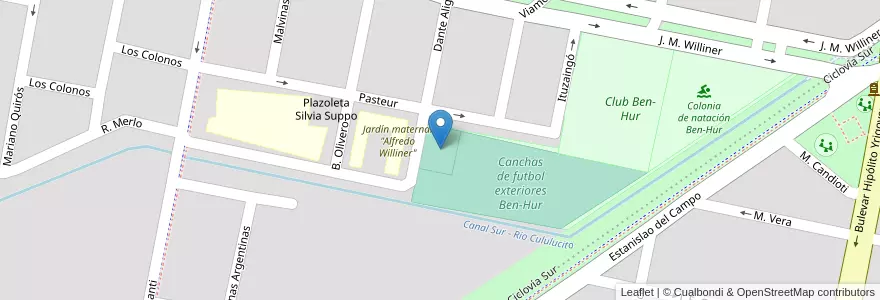 Mapa de ubicacion de Canchas de baloncesto Ben-Hur "Coliseo" en Argentinien, Santa Fe, Departamento Castellanos, Municipio De Rafaela.