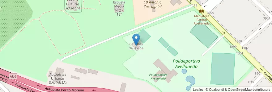 Mapa de ubicacion de Canchas de Bocha, Parque Avellaneda en 阿根廷, Ciudad Autónoma De Buenos Aires, Comuna 9, 布宜诺斯艾利斯.