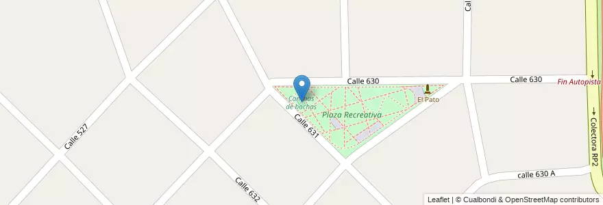 Mapa de ubicacion de Canchas de bochas en Arjantin, Buenos Aires, Partido De Berazategui, El Pato.
