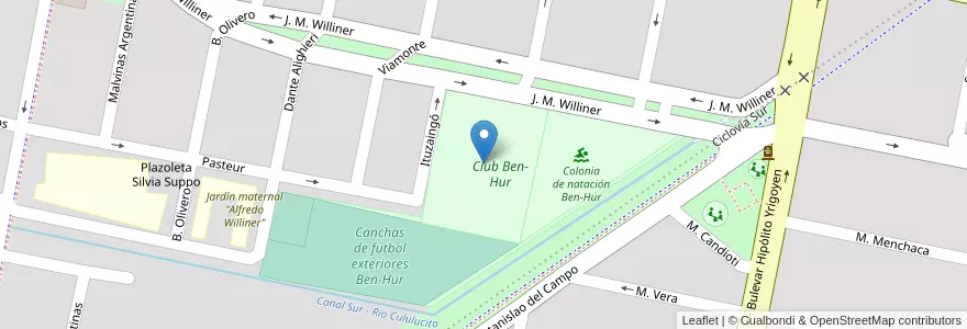 Mapa de ubicacion de Canchas de futbol Ben-Hur en 아르헨티나, Santa Fe, Departamento Castellanos, Municipio De Rafaela.