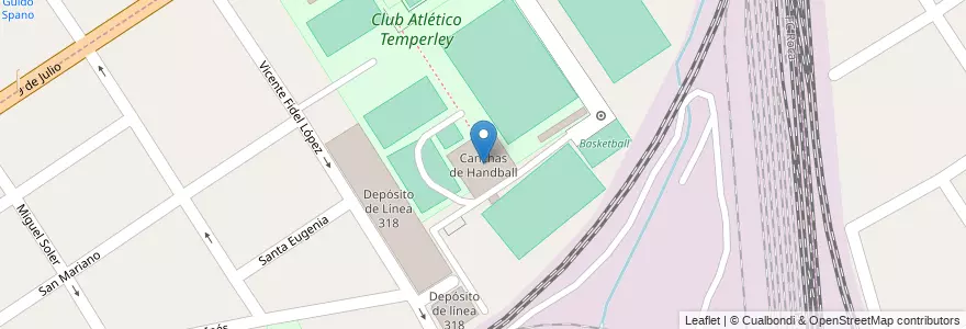 Mapa de ubicacion de Canchas de Handball en Argentina, Buenos Aires, Partido De Lomas De Zamora, Turdera.