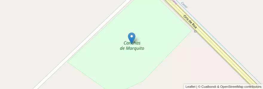 Mapa de ubicacion de Canchas de Marquito en Arjantin, Chubut, Trelew, Departamento Rawson.