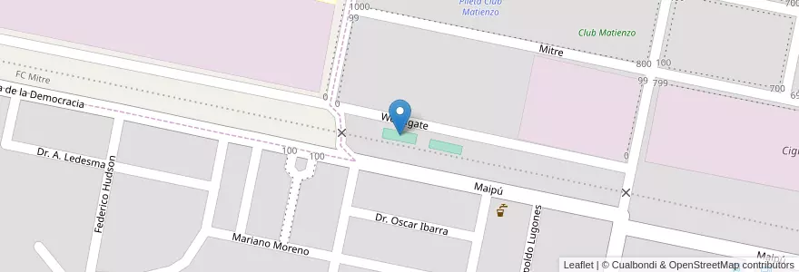 Mapa de ubicacion de Canchita de Futbol 25-04 en Argentina, Córdova, Departamento Marcos Juárez, Pedanía Saladillo, Municipio De Monte Buey, Monte Buey.