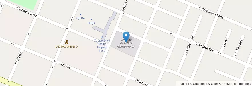 Mapa de ubicacion de Canchita de Futbol ABANDONADA en Argentine, Chili, Mendoza, San Rafael, Distrito Ciudad De San Rafael, Departamento San Rafael.