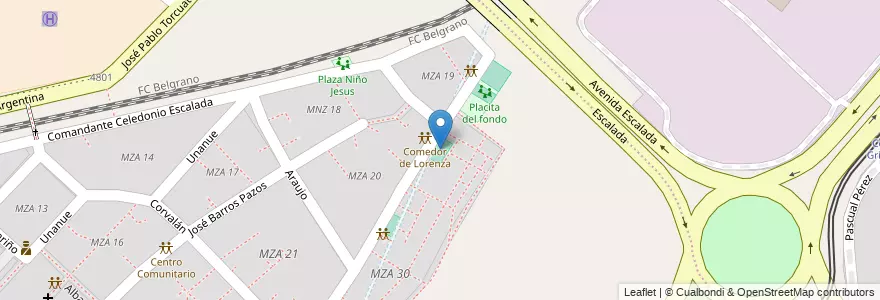 Mapa de ubicacion de Canchita de Lorenza, Villa Lugano en Аргентина, Буэнос-Айрес, Буэнос-Айрес, Comuna 8.