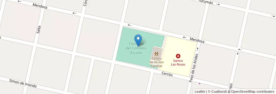 Mapa de ubicacion de Canchita del Comedor Escolar en الأرجنتين, سانتا في, Departamento Belgrano, Municipio De Las Rosas.