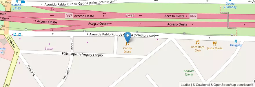 Mapa de ubicacion de Candy Disco en الأرجنتين, بوينس آيرس, Partido De Moreno, Moreno.