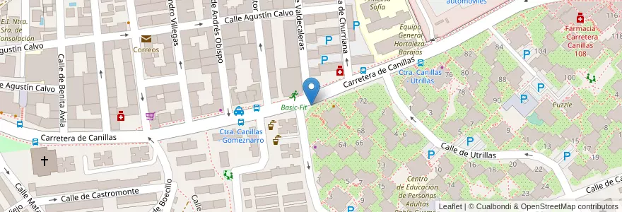 Mapa de ubicacion de CANILLAS, CARRETERA, DE,70 en Sepanyol, Comunidad De Madrid, Comunidad De Madrid, Área Metropolitana De Madrid Y Corredor Del Henares, Madrid.