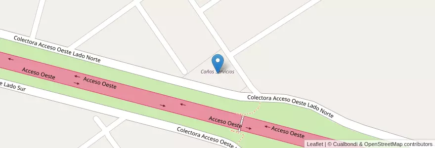 Mapa de ubicacion de Caños Servicios en Arjantin, Buenos Aires, Partido De General Rodríguez.