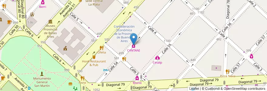 Mapa de ubicacion de CANTANI, Casco Urbano en アルゼンチン, ブエノスアイレス州, Partido De La Plata, La Plata.