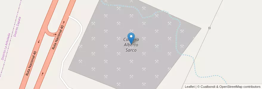 Mapa de ubicacion de Cantera Alberto Sarco en Argentinië, Chili, Mendoza, Departamento Tupungato, Distrito Zapata.