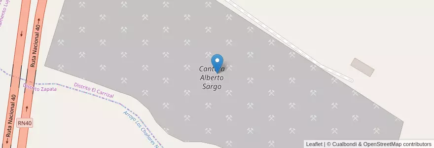 Mapa de ubicacion de Cantera Alberto Sargo en Argentine, Chili, Mendoza, Departamento Luján De Cuyo, Distrito El Carrizal.