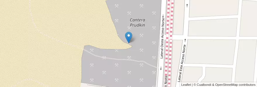 Mapa de ubicacion de Cantera Prudkin en Arjantin, San Juan, Şili, Chimbas.