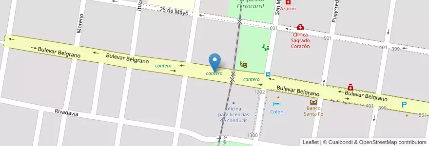 Mapa de ubicacion de cantero en アルゼンチン, サンタフェ州, Departamento Vera, Municipio De Calchaquí.