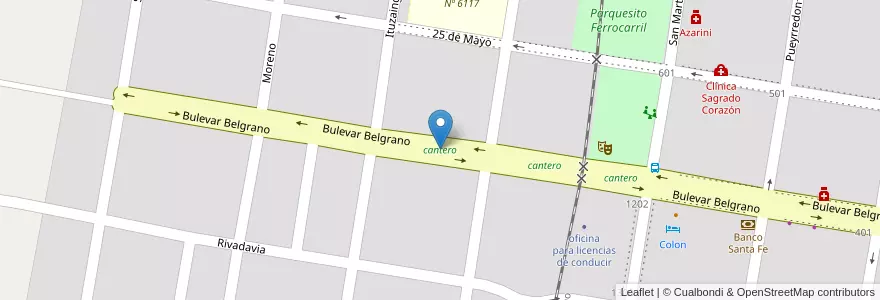 Mapa de ubicacion de cantero en الأرجنتين, سانتا في, Departamento Vera, Municipio De Calchaquí.