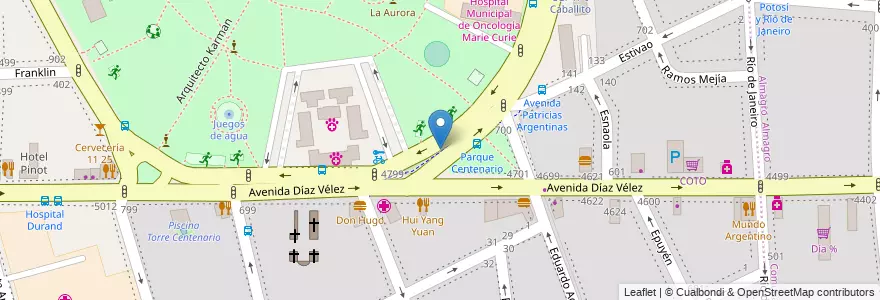 Mapa de ubicacion de Cantero Central Omar Torrijos, Caballito en Arjantin, Ciudad Autónoma De Buenos Aires, Buenos Aires, Comuna 6.