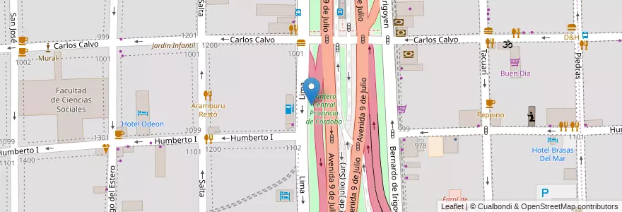 Mapa de ubicacion de Cantero Central Provincia de Córdoba, Constitucion en Argentinien, Ciudad Autónoma De Buenos Aires, Comuna 1, Buenos Aires.