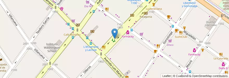 Mapa de ubicacion de Cantero Ciudad de Pigüé, Palermo en Argentina, Ciudad Autónoma De Buenos Aires, Buenos Aires, Comuna 14.