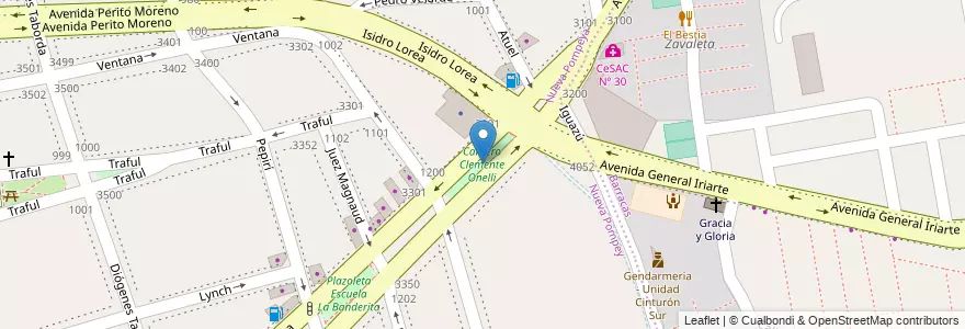 Mapa de ubicacion de Cantero Clemente Onelli, Nueva Pompeya en Argentinien, Ciudad Autónoma De Buenos Aires, Comuna 4, Buenos Aires.