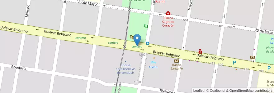 Mapa de ubicacion de cantero en Argentina, Santa Fe, Departamento Vera, Municipio De Calchaquí.