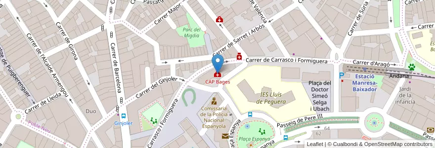Mapa de ubicacion de CAP Bages en اسپانیا, Catalunya, Barcelona, Bages, Manresa.