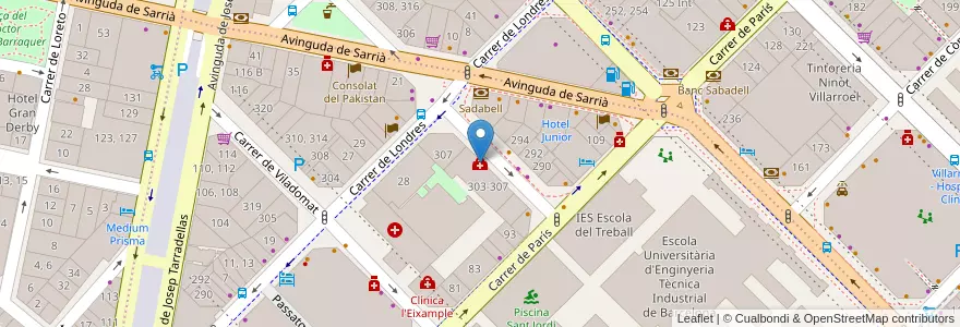 Mapa de ubicacion de CAP Comte Borrell en 西班牙, Catalunya, Barcelona, Barcelonès, Barcelona.