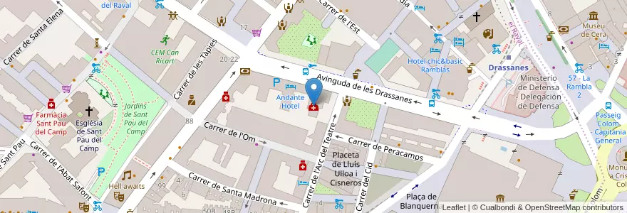 Mapa de ubicacion de CAP Drassanes en スペイン, カタルーニャ州, Barcelona, バルサルネス, Barcelona.