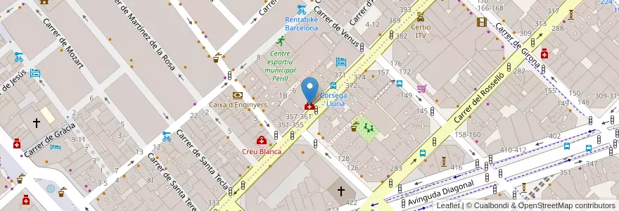 Mapa de ubicacion de CAP Gràcia-Cibeles en 西班牙, Catalunya, Barcelona, Barcelonès, Barcelona.