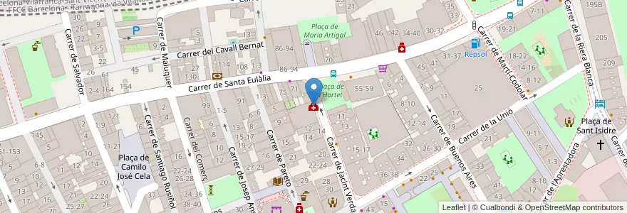 Mapa de ubicacion de CAP Jacint Verdaguer en 스페인, Catalunya, Barcelona, Barcelonès, 바르셀로나.