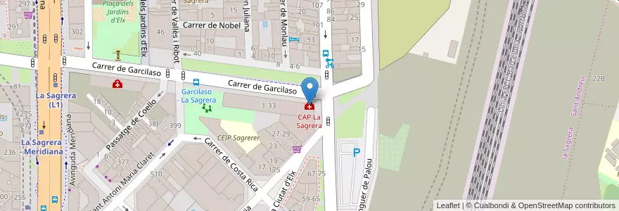 Mapa de ubicacion de CAP La Sagrera en İspanya, Catalunya, Barcelona, Barcelonès, Barcelona.