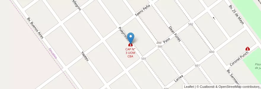 Mapa de ubicacion de CAP N° 3 UOM CBA en Argentinië, Córdoba, Departamento Río Segundo, Pedanía Impira, Municipio De Oncativo, Oncativo.