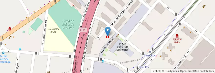 Mapa de ubicacion de CAP Sant Roc en 스페인, Catalunya, Barcelona, Barcelonès, Badalona.