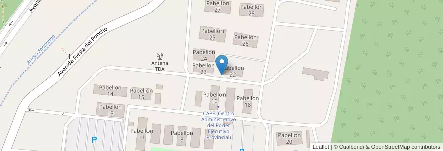 Mapa de ubicacion de CAPE (Centro Administrativo del Poder Ejecutivo Provincial) en アルゼンチン, カタマルカ州, Departamento Capital, Municipio De San Fernando Del Valle De Catamarca, San Fernando Del Valle De Catamarca.