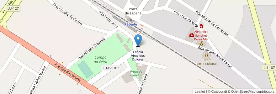 Mapa de ubicacion de Capela Virxe dos Dolores en スペイン, ガリシア州, Lugo, Lugo, Rábade.