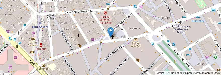 Mapa de ubicacion de Capella de Sant Llatzer en اسپانیا, Catalunya, Barcelona, Barcelonès, Barcelona.
