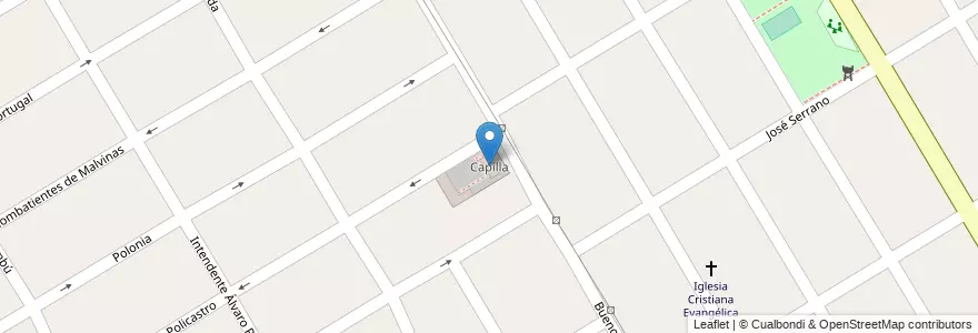 Mapa de ubicacion de Capilla en Arjantin, Buenos Aires, Partido De Almirante Brown, Malvinas Argentinas.