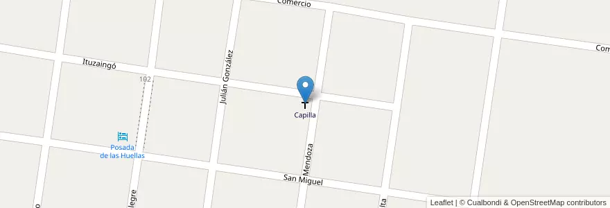 Mapa de ubicacion de Capilla en Arjantin, Corrientes, Departamento San Miguel, Municipio De Loreto, Loreto.