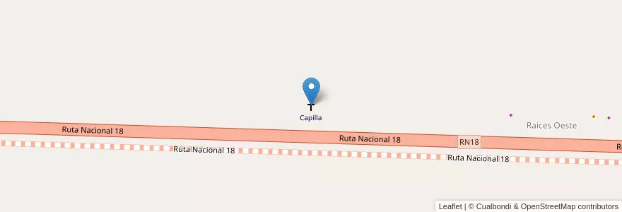 Mapa de ubicacion de Capilla en الأرجنتين, إنتري ريوس, Departamento Villaguay, Distrito Raíces.