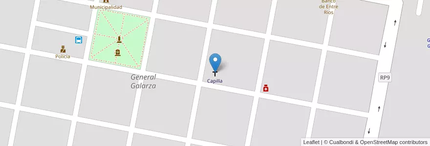 Mapa de ubicacion de Capilla en アルゼンチン, エントレ・リオス州, Departamento Gualeguay, Distrito Jacinta, General Galarza, General Galarza.
