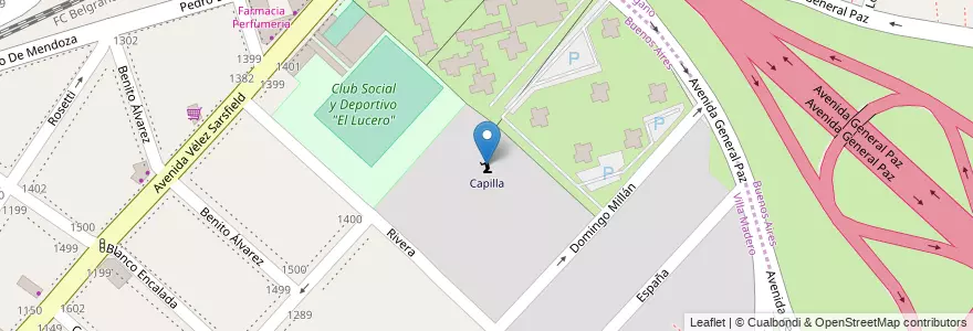 Mapa de ubicacion de Capilla en Argentina, Buenos Aires, Partido De La Matanza, Villa Madero.