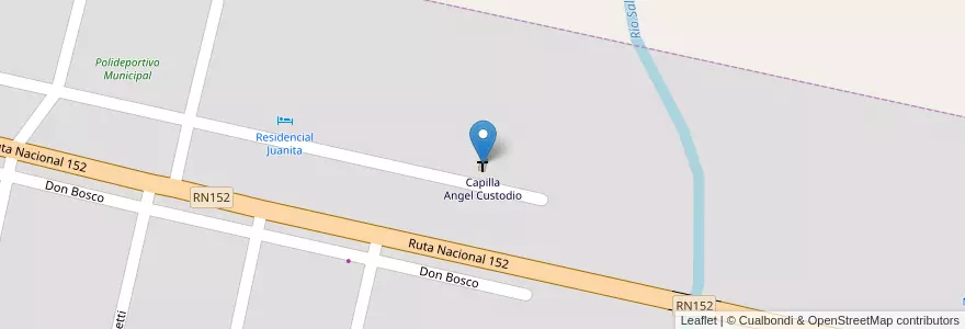 Mapa de ubicacion de Capilla Angel Custodio en アルゼンチン, ラ・パンパ州, Departamento Curacó, Municipio De Puelches, Puelches.