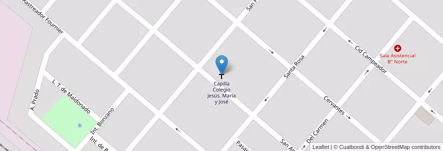Mapa de ubicacion de Capilla Colegio Jesús, María y José en 阿根廷, Córdoba, Departamento Tercero Arriba, Municipio De Río Tercero, Pedanía Salto, Río Tercero.