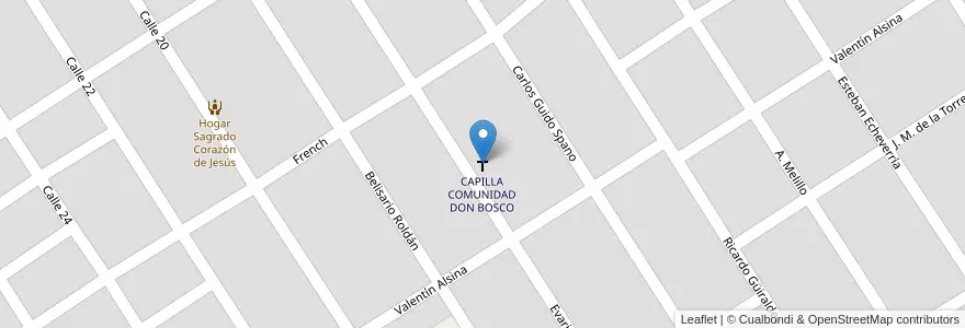 Mapa de ubicacion de CAPILLA COMUNIDAD DON BOSCO en 아르헨티나, 부에노스아이레스주, Partido De Zárate.