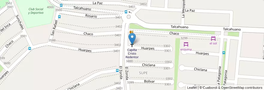 Mapa de ubicacion de Capilla Cristo Redentor en Argentina, Cile, Mendoza, Departamento Capital, Godoy Cruz, Ciudad De Mendoza, Distrito Presidente Sarmiento.