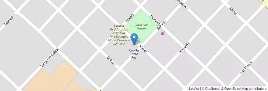 Mapa de ubicacion de Capilla Cristo Rey en 阿根廷, 布宜诺斯艾利斯省, Partido De Azul.