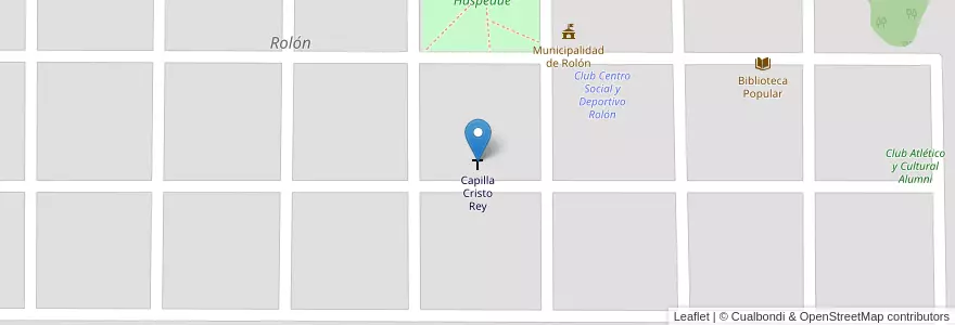 Mapa de ubicacion de Capilla Cristo Rey en 아르헨티나, La Pampa, Departamento Atreucó, Municipio De Rolón, Rolón.